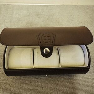 Travel Watch Case Roll Organizer for Men | Vegan Faux Leather Watch Brown